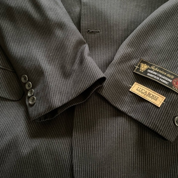 Luca Rossi Blazer Men's 44 L Gray Long Lined Pinstripe Sports Jacket in Excell - Picture 7 of 12